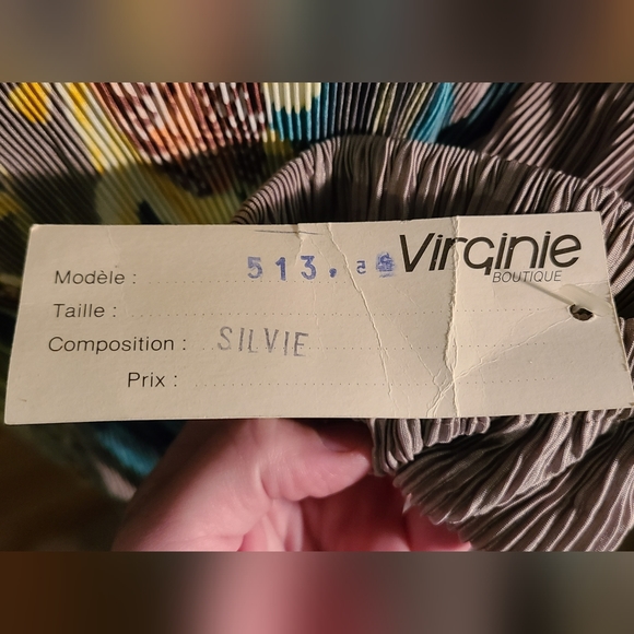 Vintage Euro Virginie Paris France Accordian Micro Pleats Floral Dress NWT - Picture 11 of 15